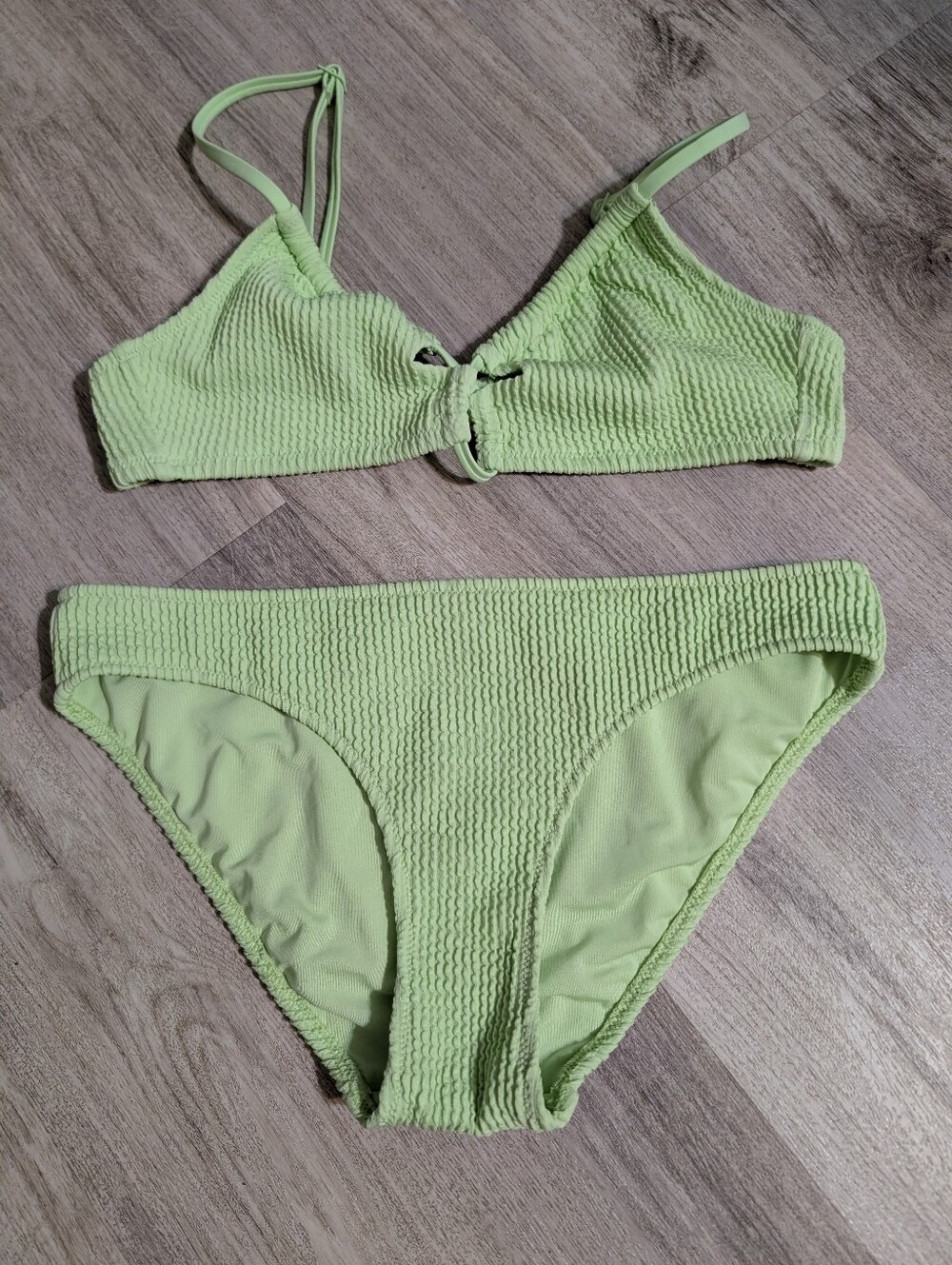 aerie Lime Green 💚 Textured Bikini Set S/P